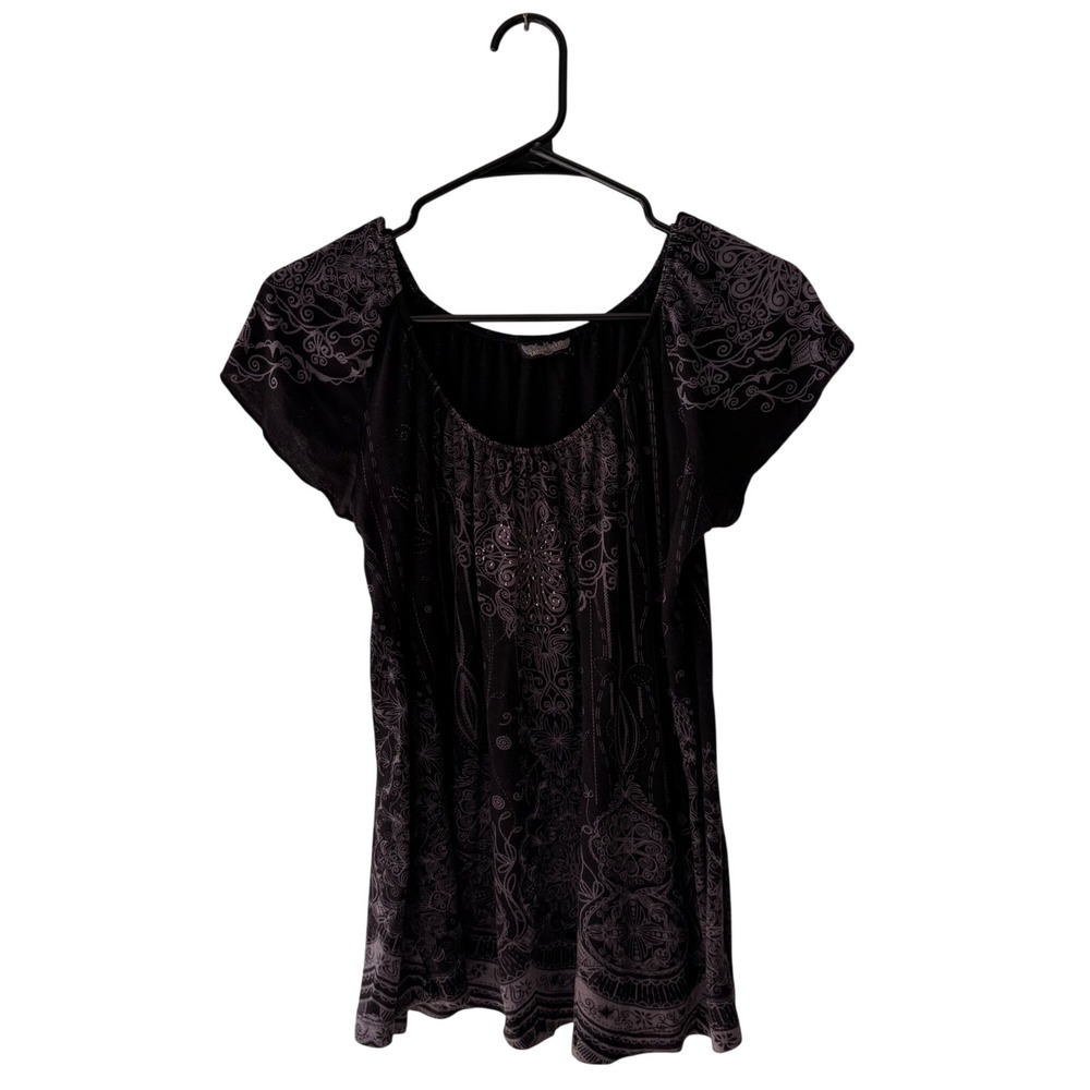 Vanilla Sugar Black Swirl Print Short Sleeve Top‎ Vintage/Y2K